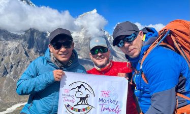 The Monkey Travels at top of the Nangkartsang peak 5550m