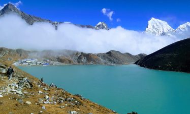 serene beauty of gokyo lake on a fine sunny day