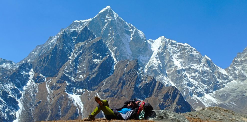 a woman enjoying the quality budget trekking in the khumbu region of nepal