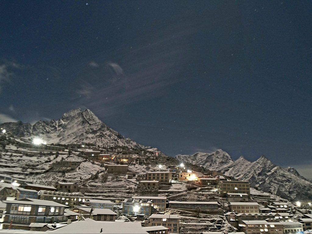image of namche bazaar in the winter of the Everest region in Solukhumbu, Nepal