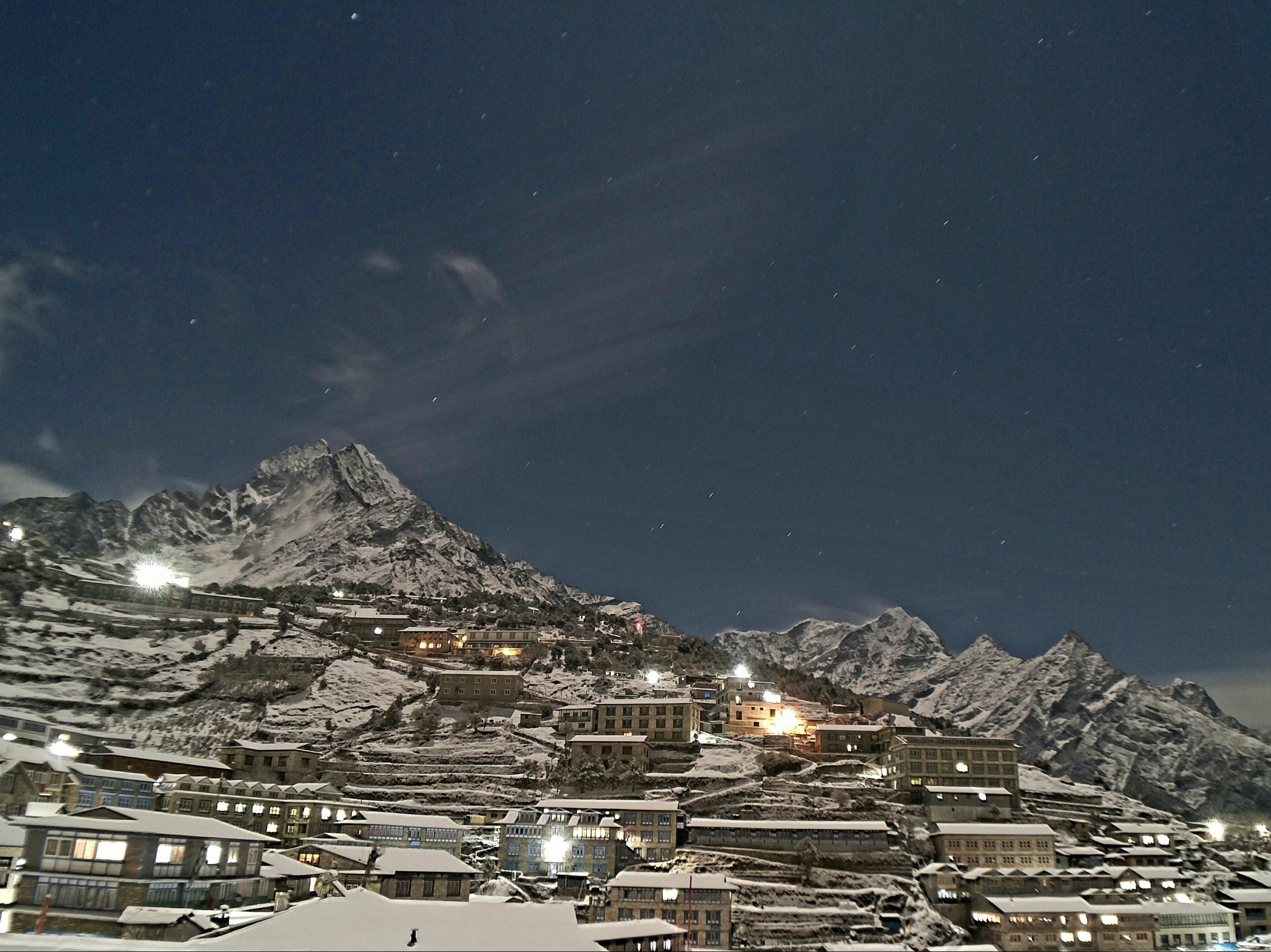 image of namche bazaar in the winter of the Everest region in Solukhumbu, Nepal