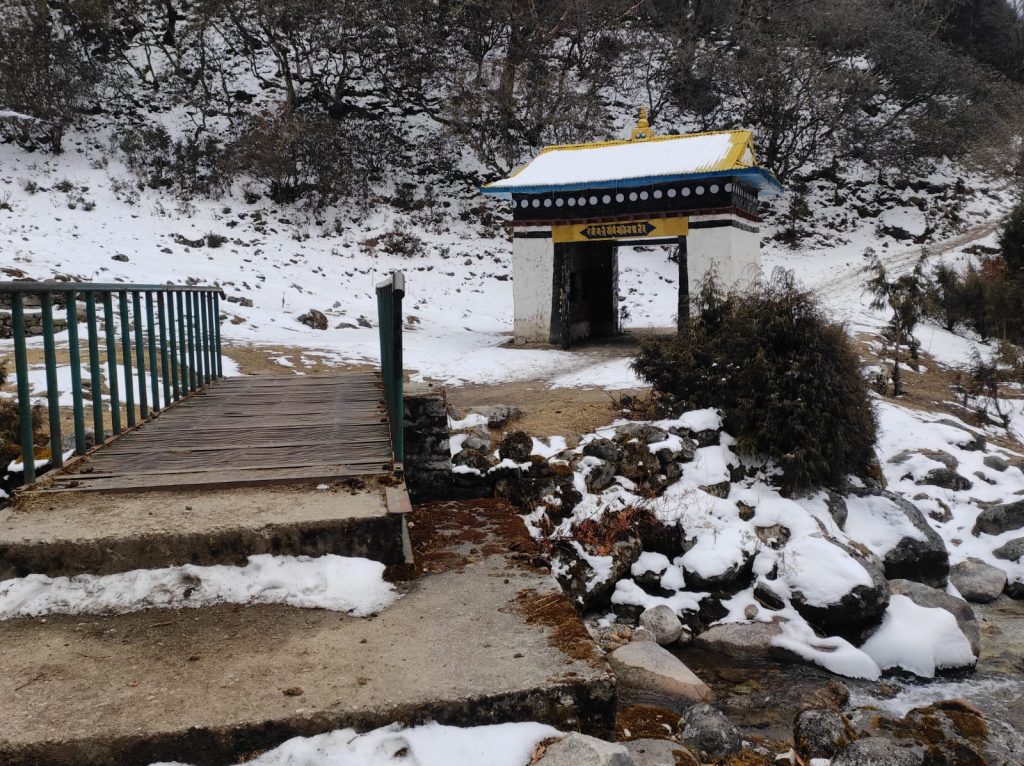 a welcoming gate in the village of Khumbu region.